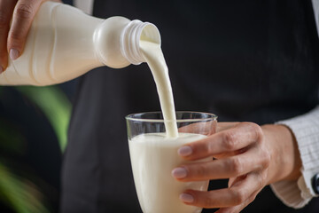 Goodness of kefir, a fermented dairy superfood drink, brimming with natural probiotics Lacto and...