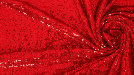 Background Sequin. Holiday Abstract glitter Background .Fabric sequins in bright red colors. Fashion Fabric glitter, Sequins. Shiny surface. Banner