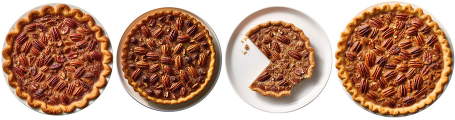 top view of plates filled with pecan pie