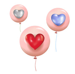 3d vector icon. A pink balloon with a heart.
A greeting card.
