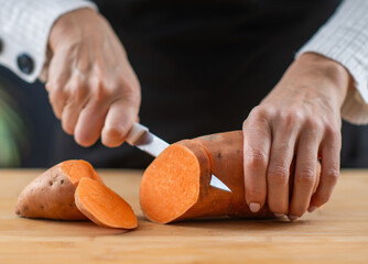 Sweet potatoes, a superfood rich in tryptophan, potassium, vitamin C, phytonutrients, and dietary...