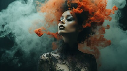 A woman's portrait with ethereal smoke capturing the elusive nature of mental health.