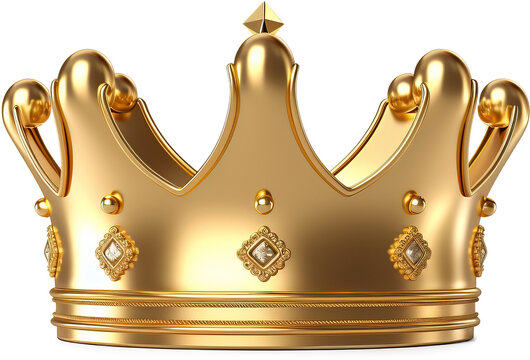 Golden crown isolated on transparent background. PNG