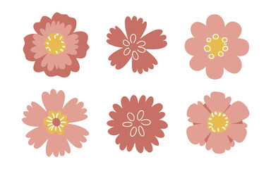 Abstract flowers vector clipart. Spring illustration.