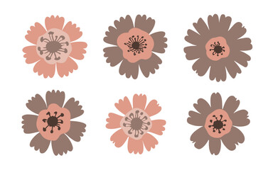 Abstract flowers vector clipart. Spring illustration.