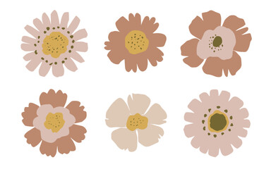 Abstract flowers vector clipart. Spring illustration.