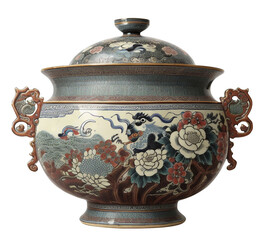 chinese ceramic jar isolated on white background