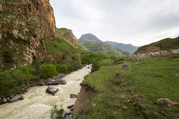 Panoramic view of the Caucasus mountains