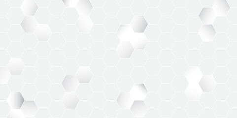 Abstract hexagon geometric surface. Modern white and grey hexagonal background. Luxury white pattern. template, banner, poster, presentation white, grey shape hexagon concept design.