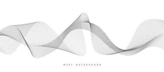 Abstract wave element for design. Digital frequency track equalizer. Stylized line art background. Vector illustration. Wave with lines created using the blend tool. Curved wavy line, smooth stripe.