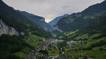 Aerial view of Lauterbrunnen, Switzerland