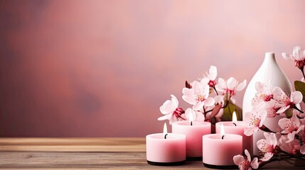 background with Cherry Blossom Infused Candles
