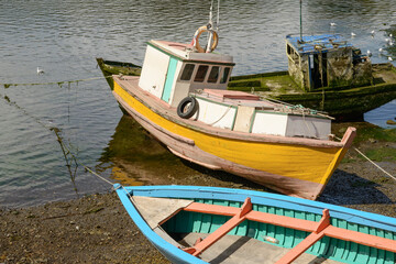 Fototapeta na wymiar Colorful Boats of Puerto Montt
