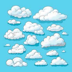 set of clouds vector illustration - obrazy, fototapety, plakaty