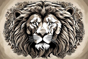 lion head vector generated by AI technology