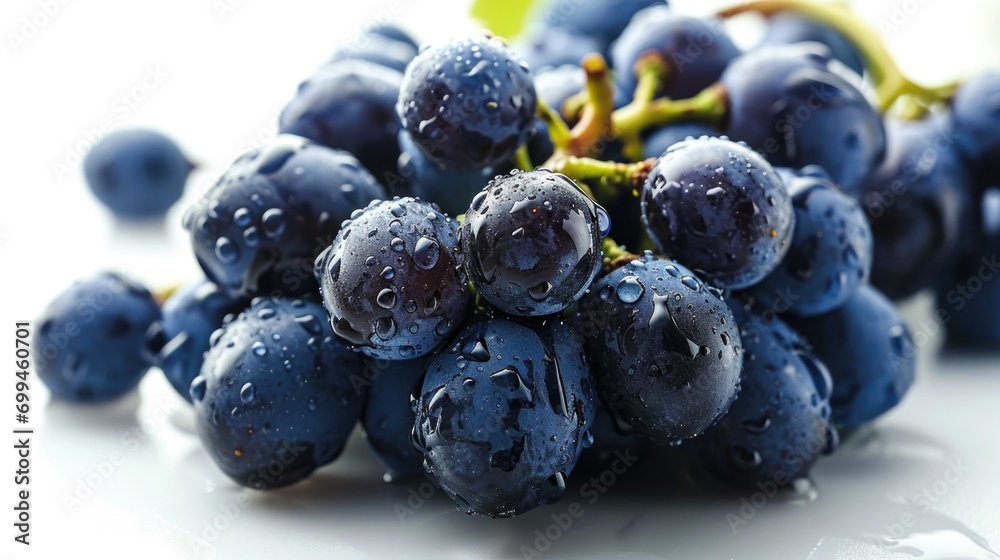 Poster a close-up view of a bunch of grapes. this image can be used to showcase the beauty and details of g