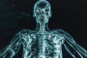 A skeleton is depicted on a black background. This image can be used for various purposes