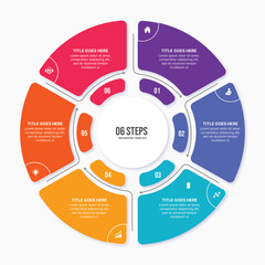 Circle Round Cycle Business Infographic Design Template with 6 Options