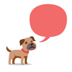 Vector cartoon character cute dog with speech bubble for design.