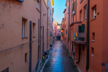 Fototapeta na wymiar Bologna capital of the Emilia Romagna region urban architecture images historical buildings two towers Maggiore square San Petriono basilica