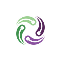 Centered swirling network technology logo