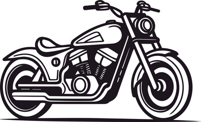 Motorcycle Cruiser silhouette Minimal line illustration