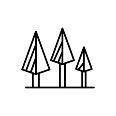 Pine tree outline icons, minimalist vector illustration ,simple transparent graphic element .Isolated on white background