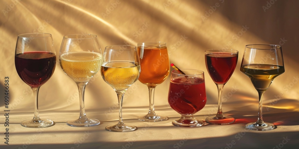 Poster a group of wine glasses sitting next to each other. perfect for any occasion or event where wine is 