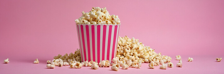 box of popcorn, pink background, love, valentine's day - obrazy, fototapety, plakaty