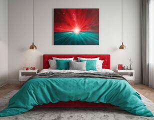 bedroom with red carpet