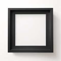 Leere leere Leinwand mit dekorativem schwarzem Bilderrahmen auf weißem Hintergrund