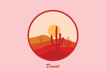 Obraz premium The desert logo illustration design is suitable for the adventure theme.