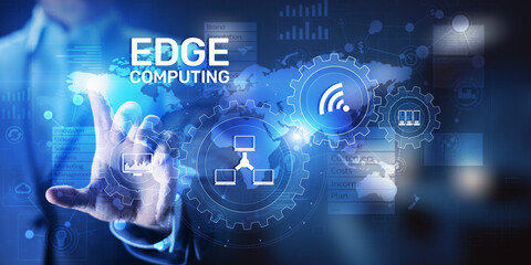 Edge computing modern IT technology on virtual screen concept.