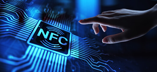 NFC Wireless communication technology Digital payment concept.