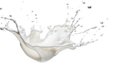 Liquid Motion: The Artistry of Dynamic Milk Splash Freeze Frame Isolated on Transparent Background PNG.