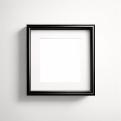 Leere leere Leinwand mit dekorativem schwarzem Bilderrahmen auf wei&szlig;em Hintergrund