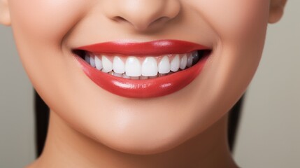 Obraz premium A closeup photo portrait of a beautiful young asian indian model woman smiling with clean teeth. used for a dental ad. isolated on white background