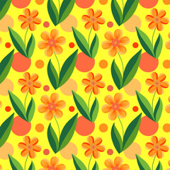 Pattern with flowers. Vector illustration.