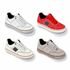 set of shoes illustration vector on a white background