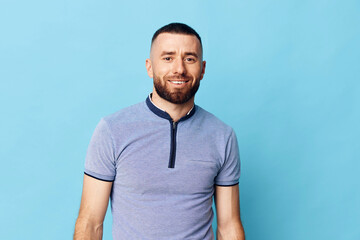 Fototapeta premium Caucasian background men face background studio person isolated men attractive beard young adult portrait