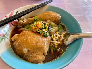 Thai street food Braised chicken noodles