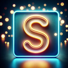 Spectral Neon Letter S, neon, letter S, curve, glowing, light, alphabet, purple, 3D typography, vibrant, electric, bokeh background, festive, illumination