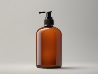 3D Amber Glass Pump Bottle Mockup