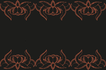 Summer Floral Frame with doodle flowers on black background. Design spring banner with copy space. Vector illustration can used web banner and poster.