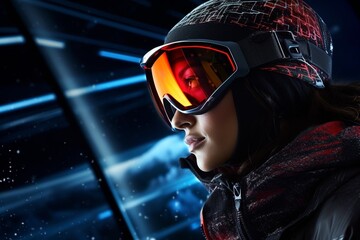 Young snowboarder in sports equipment with glasses