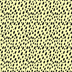 Small dash pattern. Seamless minimal dash pattern, small elements on yellow background.