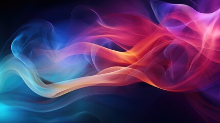 Fototapeta premium Eclectic multicolored haze on inky canvas, extensive bursts of colorful smoke on dark background