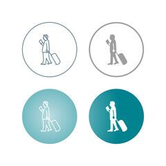 Walking with Luggage Vector Icon