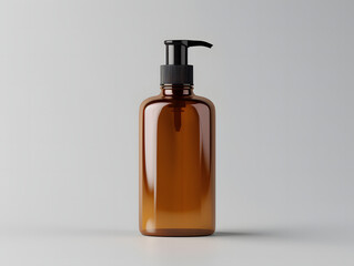 3D Amber Glass Pump Bottle Mockup