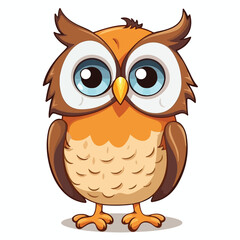 Whimsical Owl Cartoon: Isolated and Playfully Amusing"